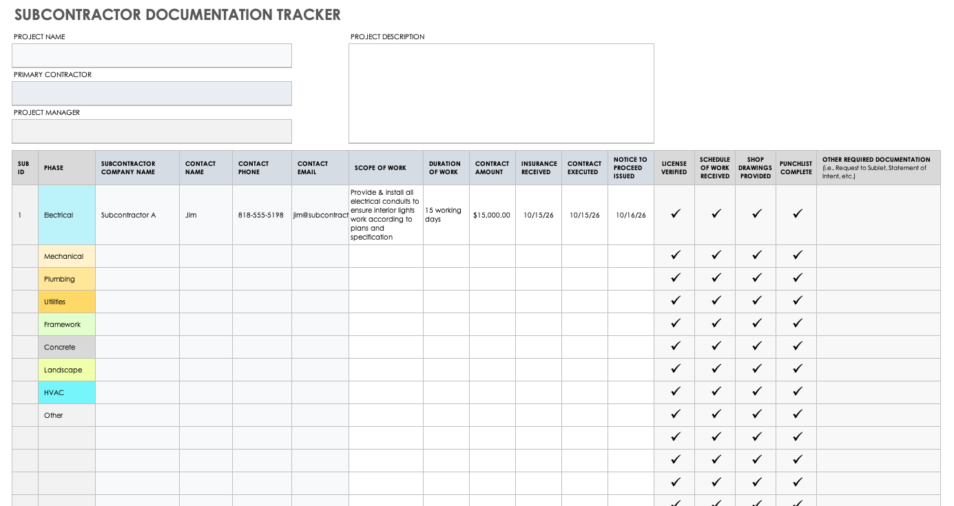 Construction Permit Tracking Log